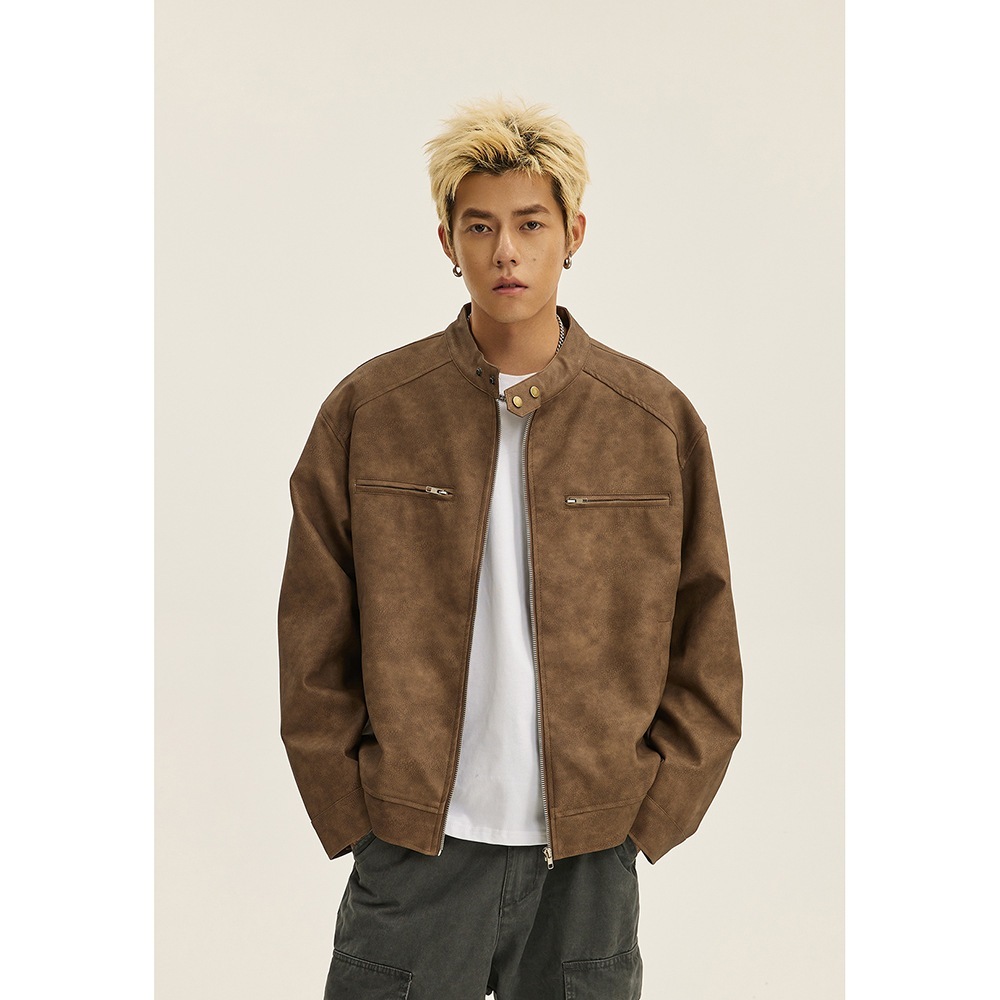 アメリカントレンドライダースジャケットメンズ2024春秋新作ハンサムルーズカジュアルラペルトップ