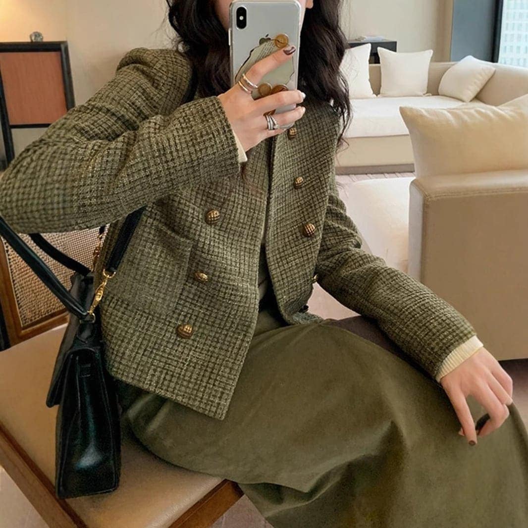 ノーカラージャケット レディース 40代 50代 秋 冬 秋冬 無地 ツイード 長袖 アウター ト