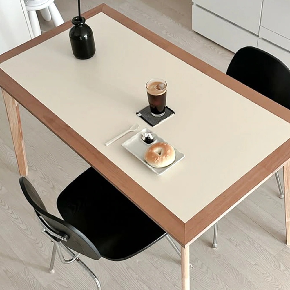 モカウッドテーブル 韓国インテリア 長机 食卓 作業用デスク ブラウン バター ゴムの木 132x72x77cm
