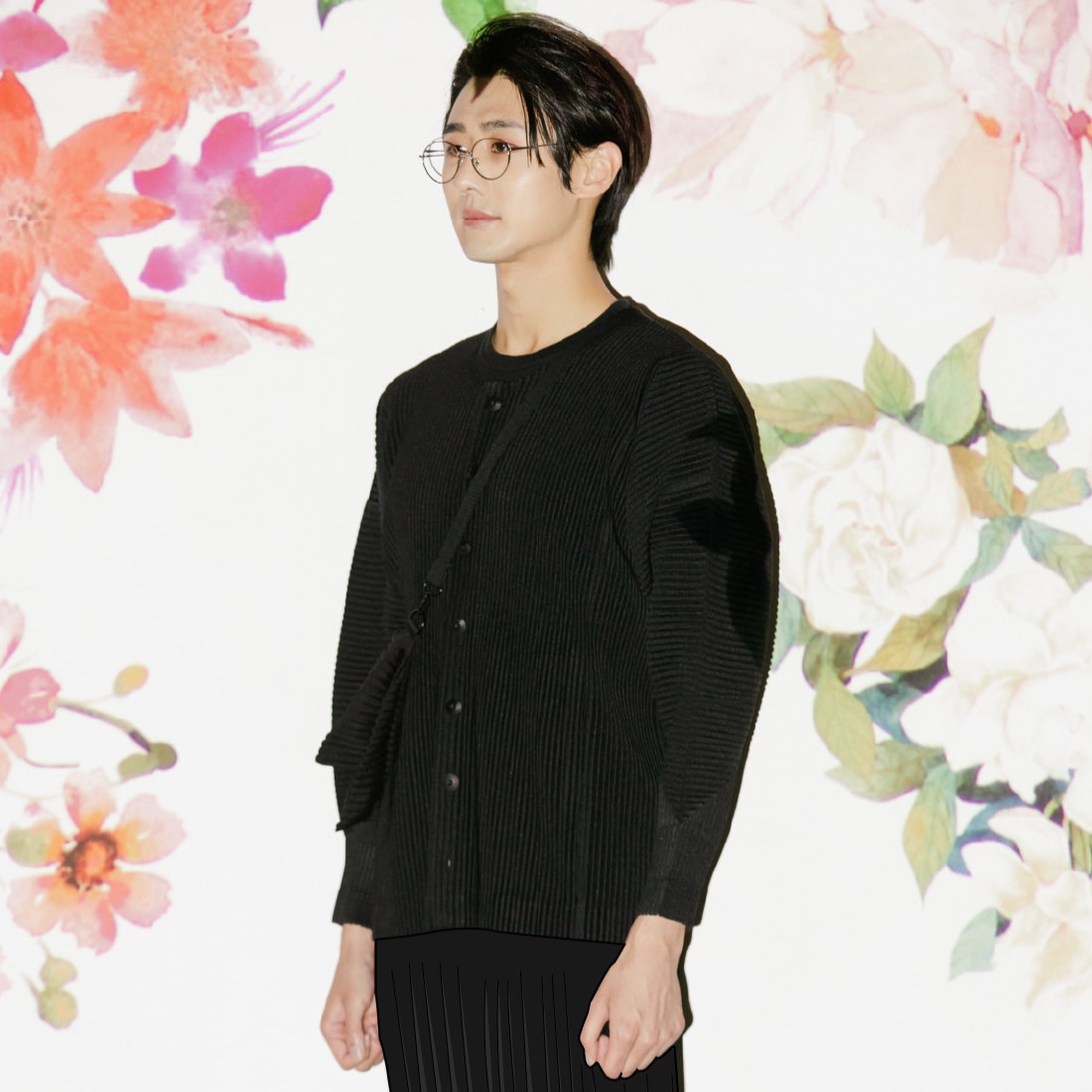 プリッツ クルーネック カーディガン BLACK ユニセックス プリッツのセット プリーツパンツ しわ オムプリーツ プリッツプリッツ プリッツカーディガン