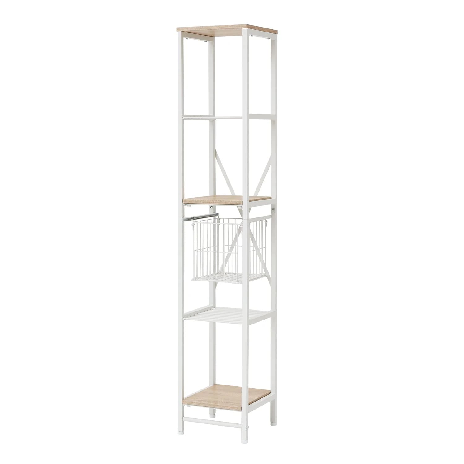 ロウヤ オープンシェルフ ラック 隙間収納 スチール棚 幅30cm ナチュラル/ホワイト