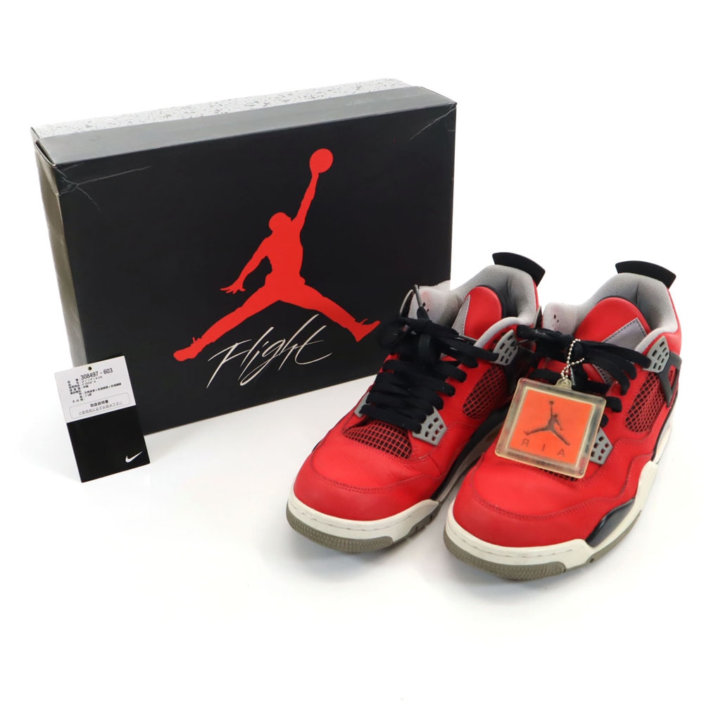 ナイキ エアジョーダン レトロ 4 スニーカー 27.5 ファイヤーレッド NIKE AIR JORDAN 308497-603 箱付き メンズ
