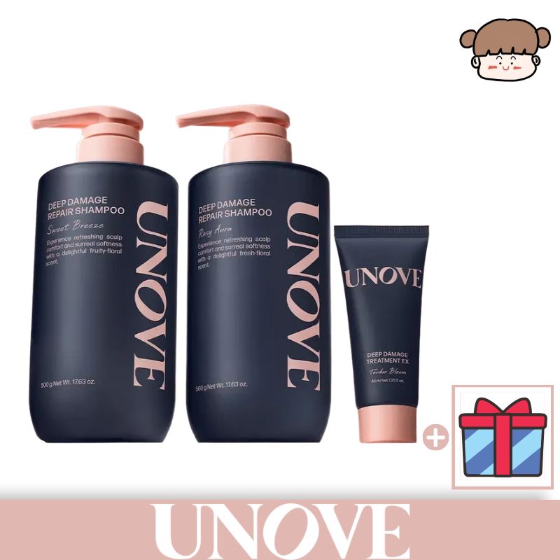 UNOVE ディープダメージ リペア シャンプー 500g アワーズ限定 ダブル企画（デュオ） スウィートブリーズ＋ロージーオーラ ＋トリートメント 40ml 付き/ 香り付きシャンプー サロンケア