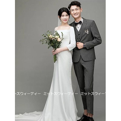 ★送料込★ウエディングドレス ウェディングドレス 結婚式 披露宴 白 スレンダー ウエディングドレス スレンダーライン ロング 白 結婚式 花嫁