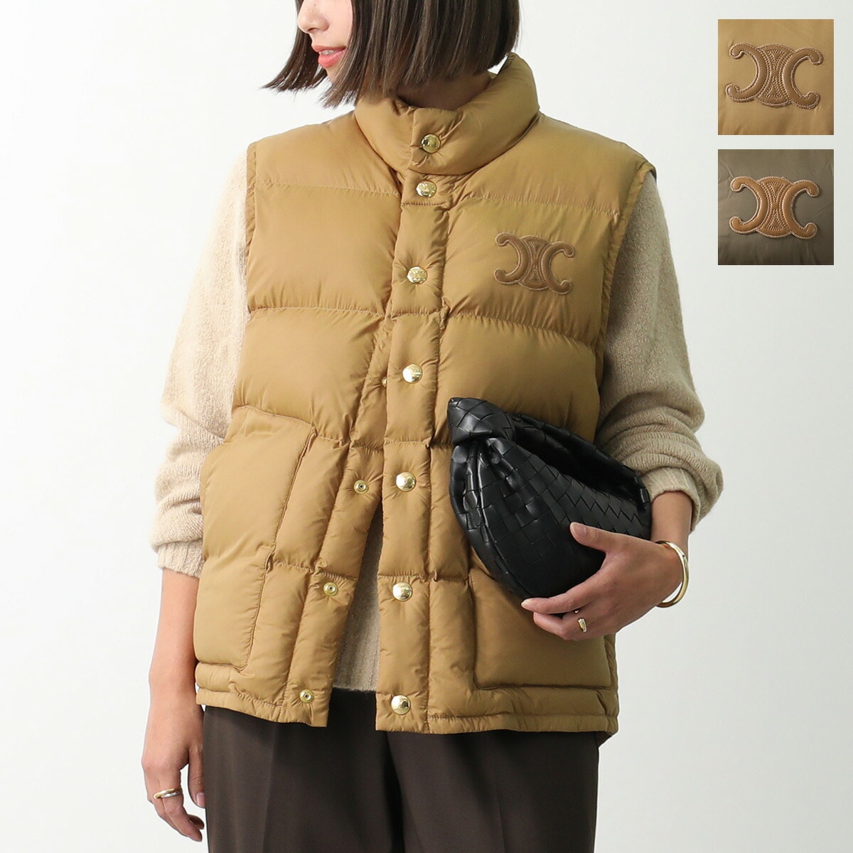 CELINE セリーヌ 中綿ベスト 2W987906V.04CC 2W987906V.02KK レディース ナイロン トリオンフ ジレ スタンドカラー キルティング カラー2色
