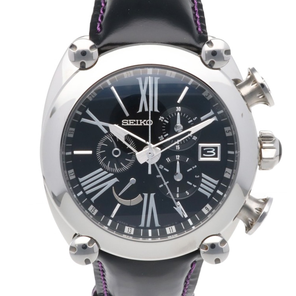 セイコー ガランテ スプリングドライブ クロノグラフGMT 腕時計 ステンレススチール 5R86-0AB0 自動巻き 1年保証 SEIKO 中古