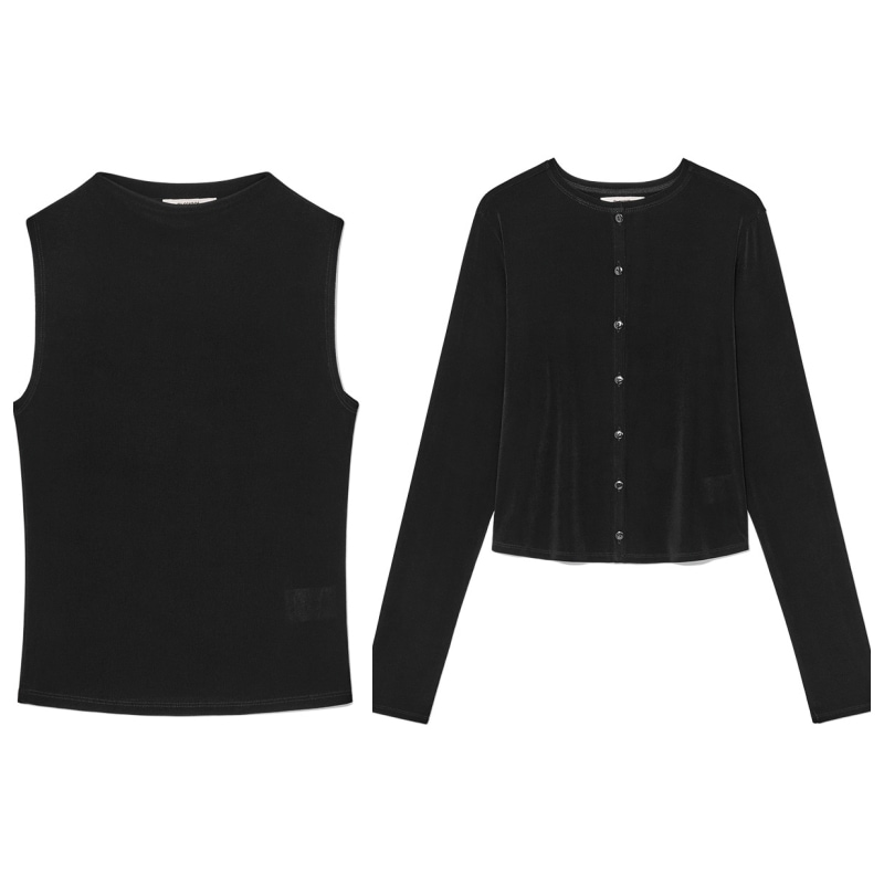 【GLOWNY】 G BOX CARDIGAN SET : BLACK