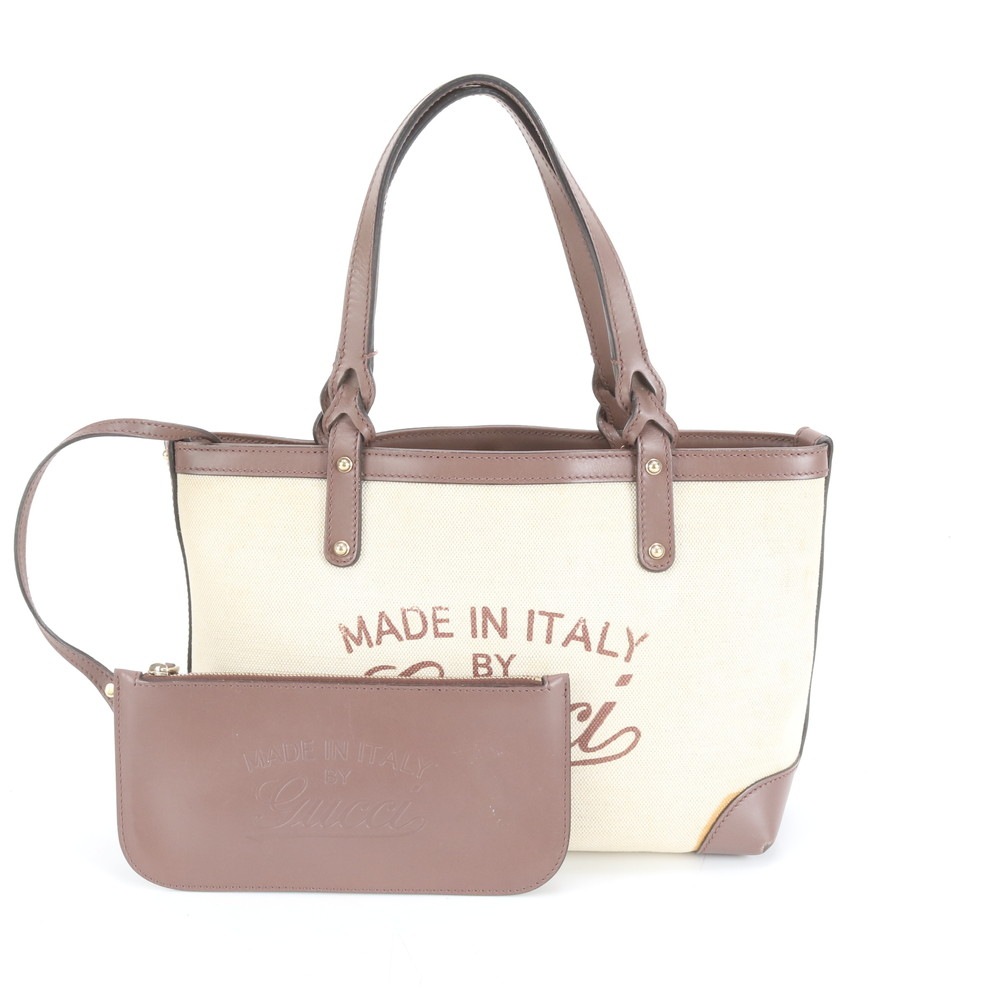 美品 グッチクラフト 269878 レザー×キャンバス トート バッグ 肩掛け ショルダー ハンド 本革 レディース MRM DM17-6 中古