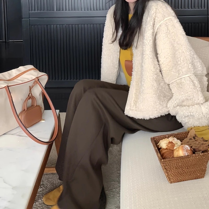 アウターファー毛皮アウター毛皮一体毛皮のコート女厚手カジュアルゆったり小柄短めトップス