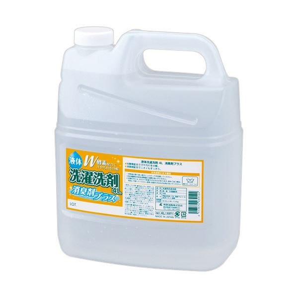 （まとめ）熊野油脂 ファーマアクト 液体洗濯洗剤消臭剤+ 4L/本 1セット（4本）[x3セット]