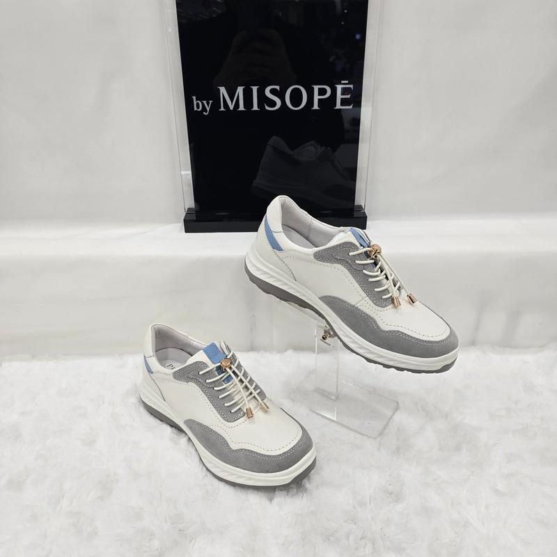 By 女性スポーティ牛革スニーカー 112HT430FD010 IVORY 3 JJ