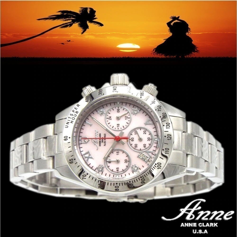 センタークロノ天然シェル スワロフスキー 天然ダイヤ 腕時計 マークメロウ パシフィックハワイ AU1037