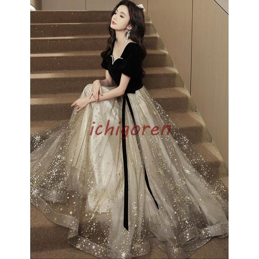 ロングドレス 演奏会用 パーティードレス 結婚式 ドレス ステージドレス 大人 ピアノ 発表会 コーラス 合唱衣装 マキシ丈 20代30代40代 大きいサイズ 成人式