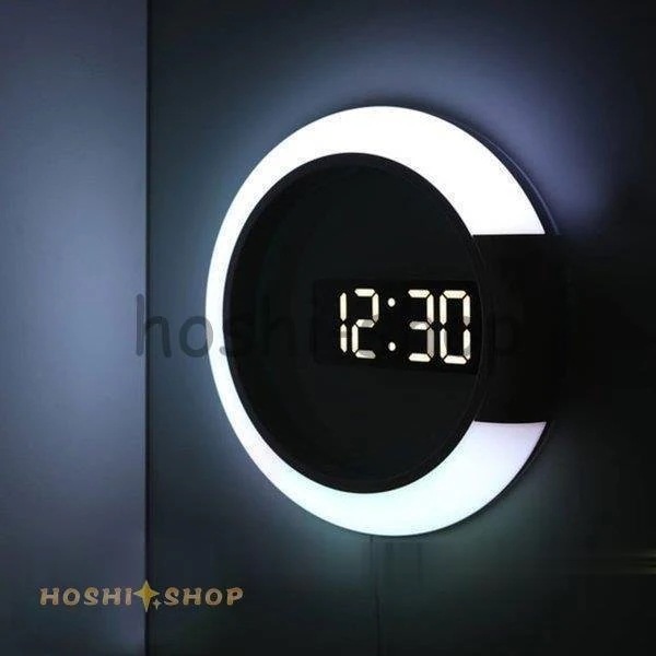 壁掛け時計 3D LED デジタル モダン ナイトウォール 目覚まし時計付き ライト リモコン操作 時計 ライト 照明 ウォールクロック カウン リビング