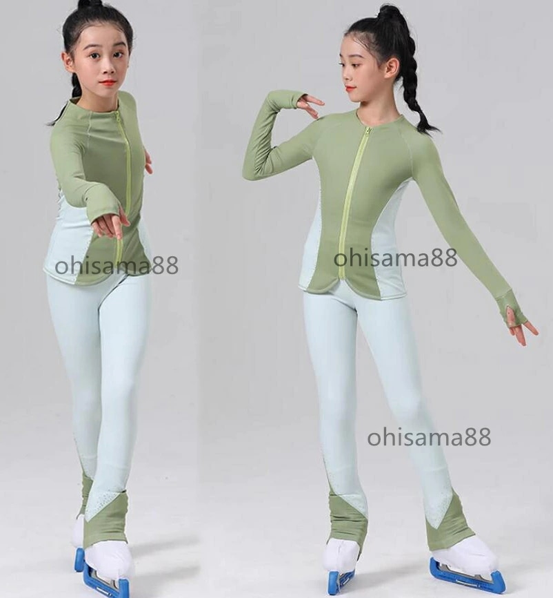 フィギュアスケート衣装 練習着 上着+パンツ スポーツウェア 上下セット アイスダンス スケート ストレッチ 競技 ステージ 美しい フィギュアスケート アイスフィギュアスケート スケートウエア 衣装