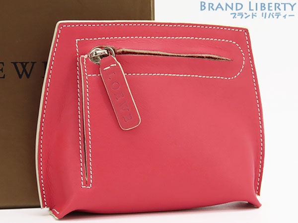 新品同様ロエベコインケース小銭入れコンパクト財布小物入れピンクレザー 14,768円