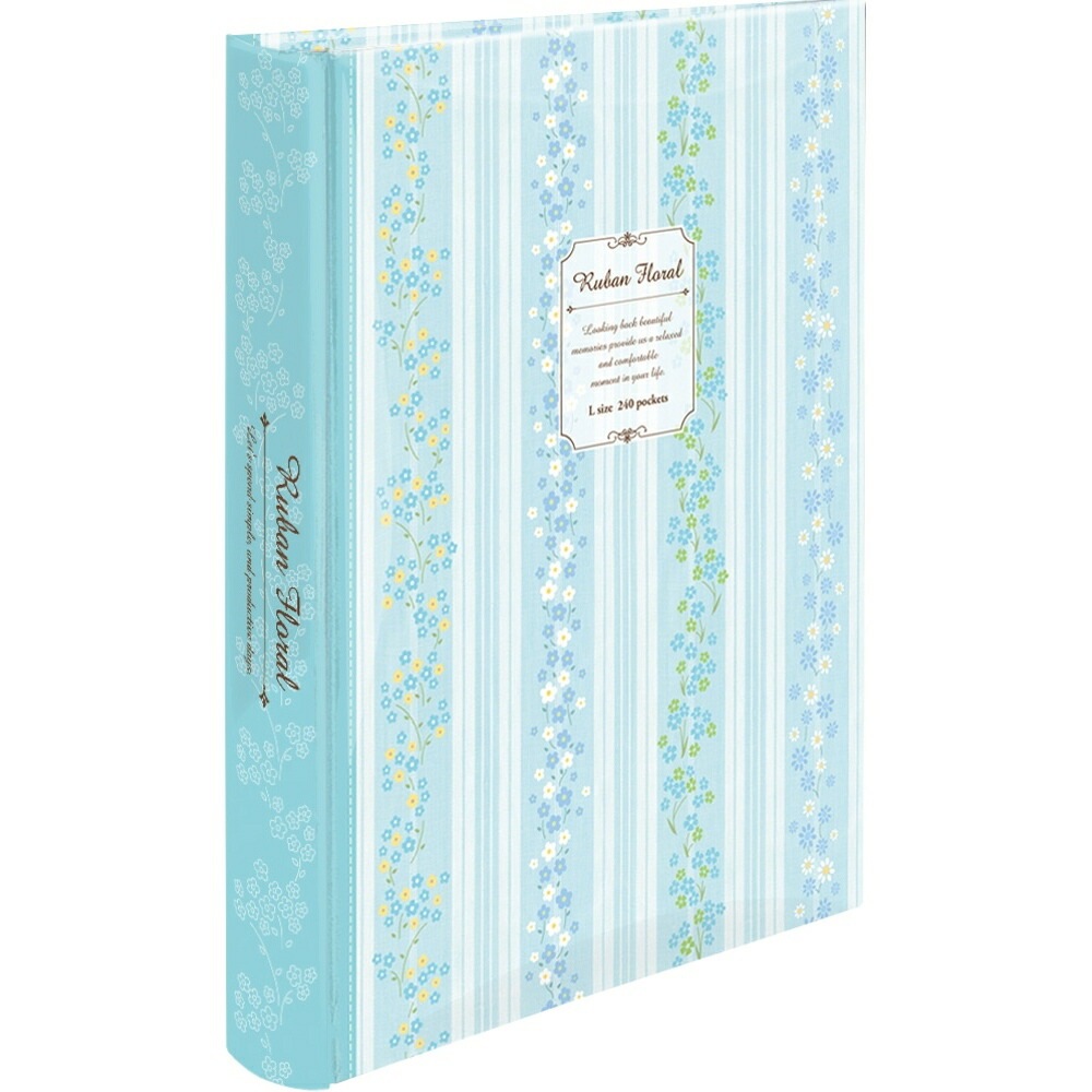 （まとめ買い）背丸ブック式/ポケットアルバム L判3段240枚 リュバンフローラル ブルー BPL-240-1-B [x3]