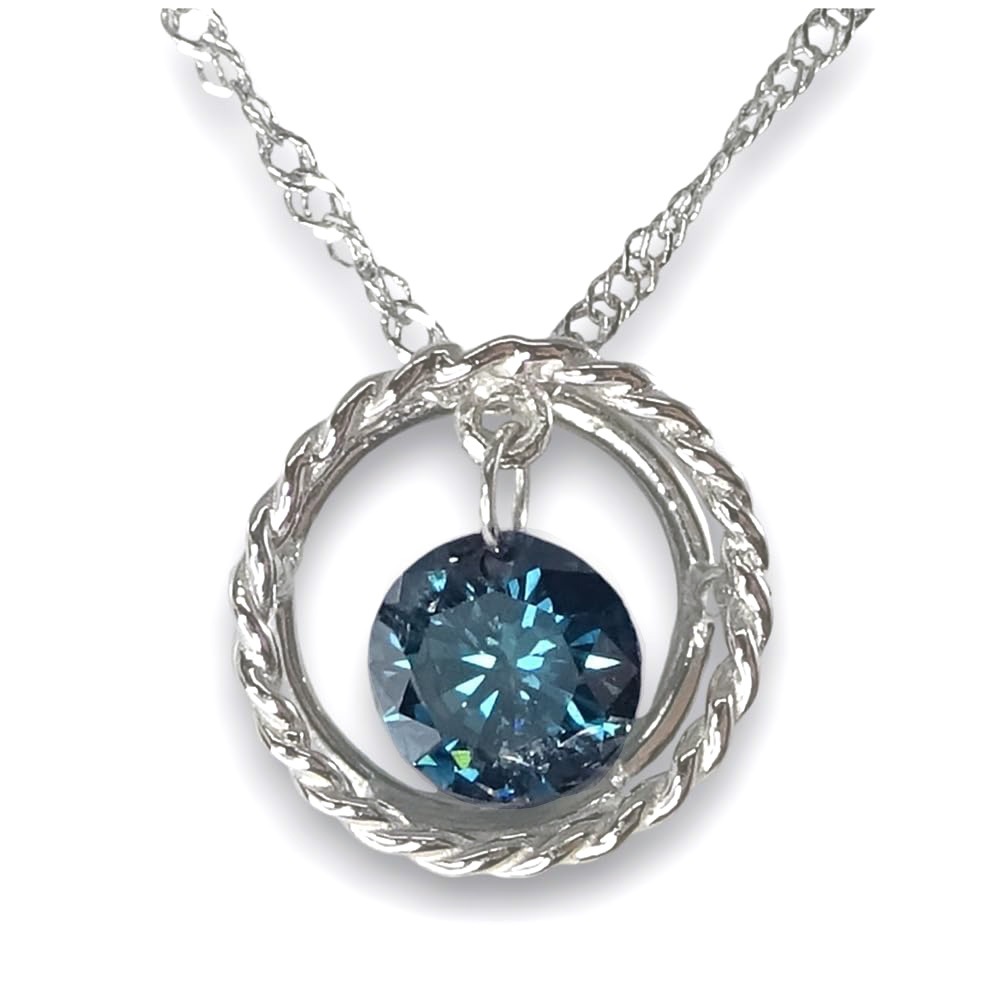 プラチナダイヤモンド ネックレス ブルーダイヤモンド 一粒SI～クラス0.25ct 揺れるレーザーホールダイヤモンド