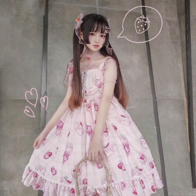 ハロウィン コスプレ かわいい 夏の女性用オリジナルデザインチェリーデザートロリータロリータドレスjskホルタードレス 文化祭 メイド服
