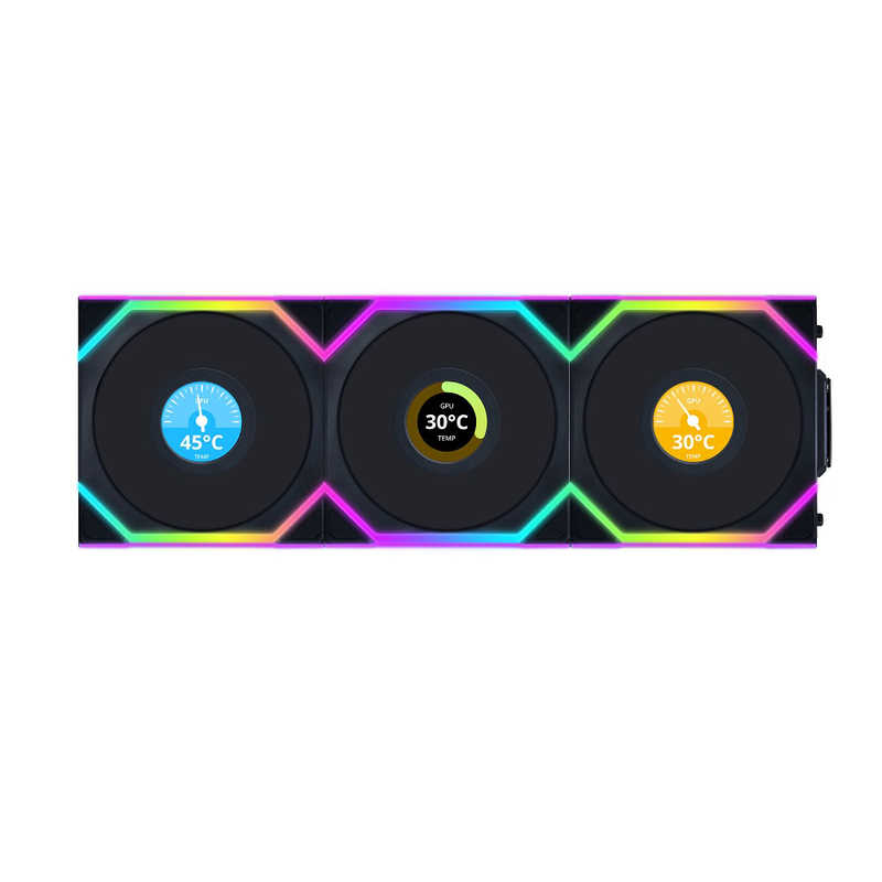 LIANLI　UNI FAN SL LCD Wireless 120 BK Triple Pack ブラック　UF-SL120-LCD-WLS-3B