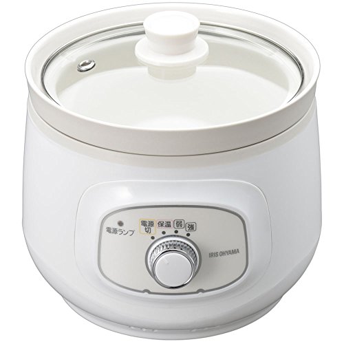 アイリスオーヤマ スロークッカー 簡単調理 ほったらかし 保温モード 1.6L 角煮 カレー 煮魚 ラクラク操作 時短料理 4レシピ付き ホワイト PSC-20K-W