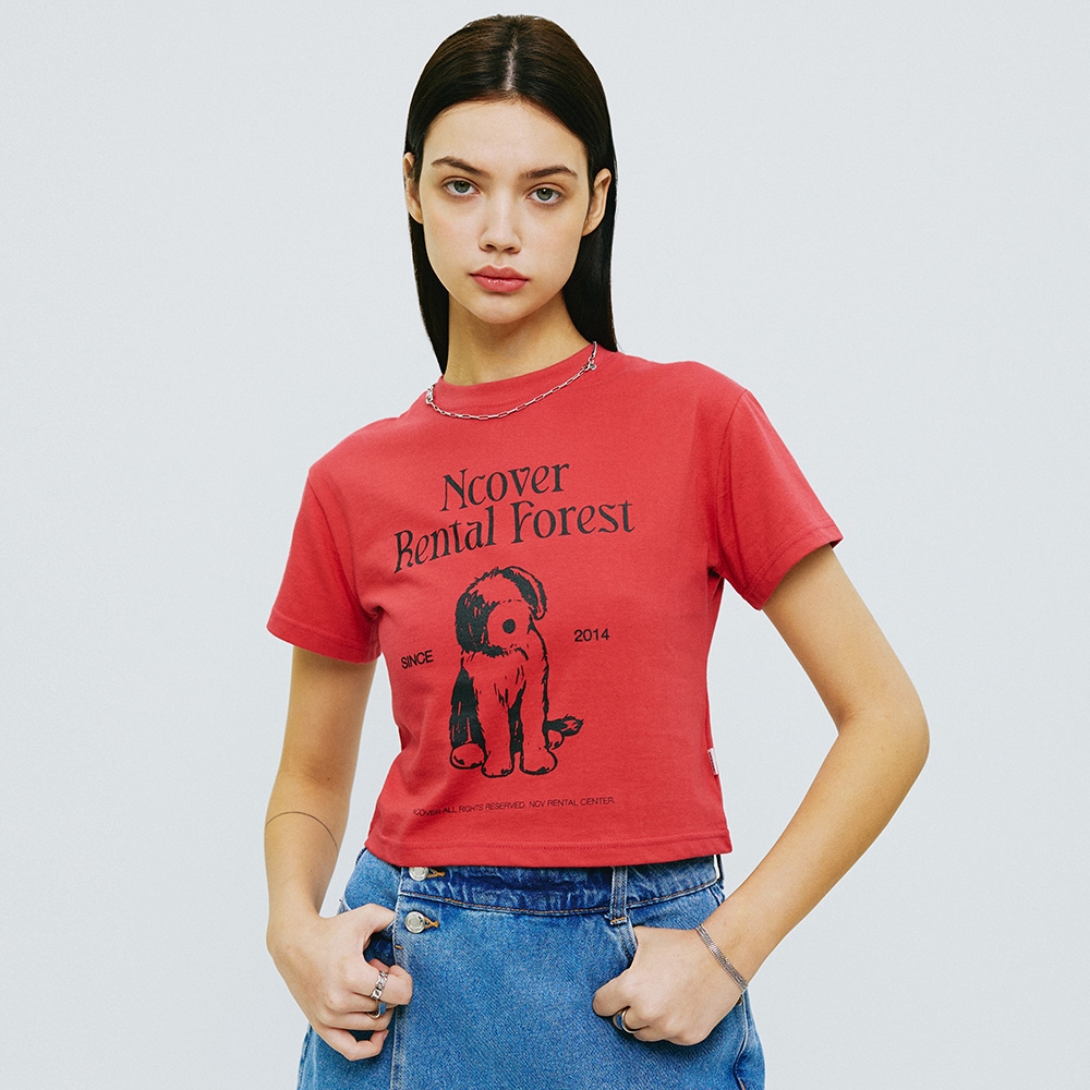 ENGLISH SHEEP DOG CROP TSHIRT-PINK