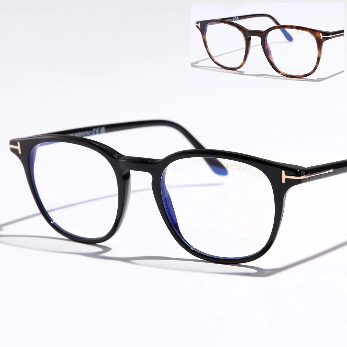 TOM FORD トムフォード メガネ TF5832-B FT5832-B レディース ウェリントン型 眼鏡 めがね 伊達メガネ Tロゴ セルフレーム アイウェア ブルーライトカット