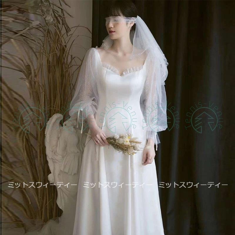 ウェディングドレス 二次会 花嫁 白 Aラインドレス 海外挙式 パーティードレス 披露宴 ブライダル