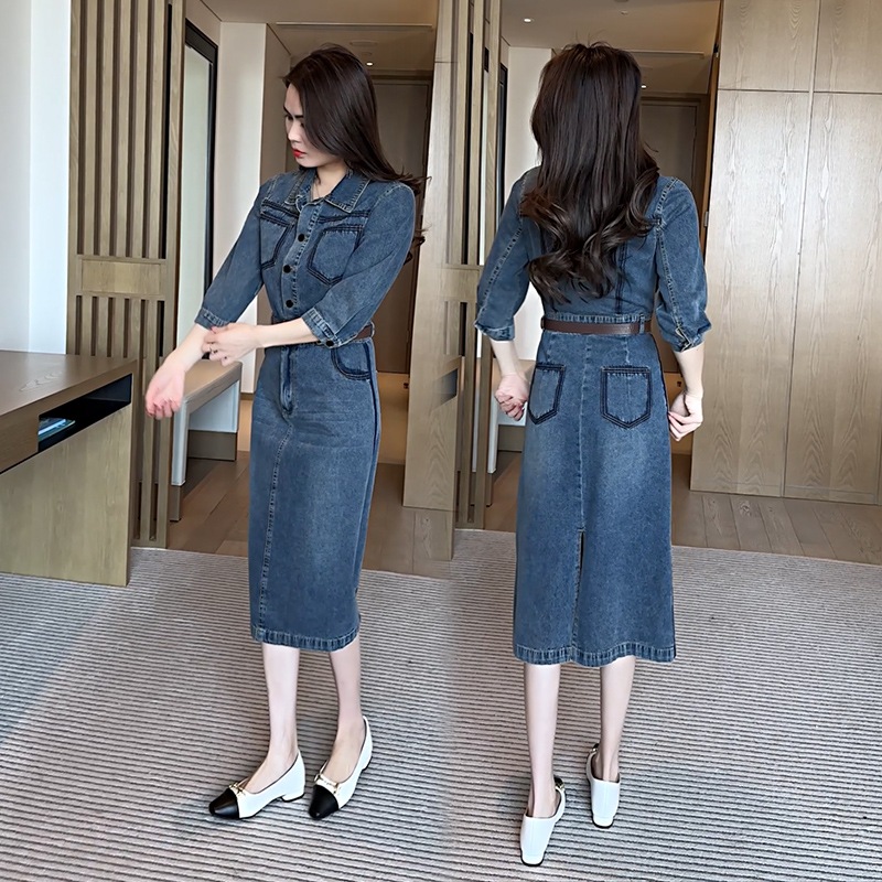 デニムドレス秋服 2024 新しいスタイル今年のファッショナブルな西洋スタイルの婦人服スリムで美しい春と秋のスカート