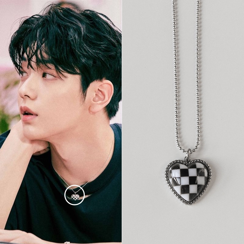 [TOMORROW X TOGETHER チェスビン着用] [韓国人気アイドルアクセサリー ] ハートチェックネックレス セレブが愛するカスタムジュエリー