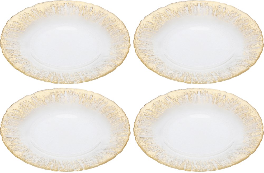 ヴェトロ・フェリーチェ 中皿 洋食器 プレート ゴールド 21.5cm 4枚セット 幸せのガラス フラッシュ 349122P