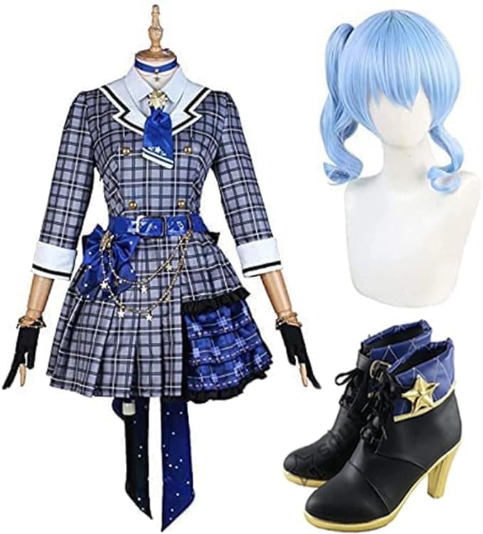 星街すいせい コスプレ VTuber バーチャルYouTuber メイド服 ウィッグ 靴 追加可能 コスプレ衣装＋ウィッグ＋靴