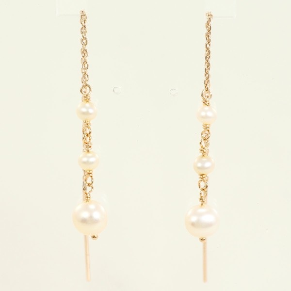 4℃ K10PG ピアス パール (真珠) 総重量約1.1g ジュエリー 中古