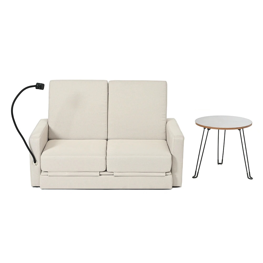 リビングルームのための調節可能な背もたれ付き収納プルアウトベッド付きラブシートスリーパーソファ