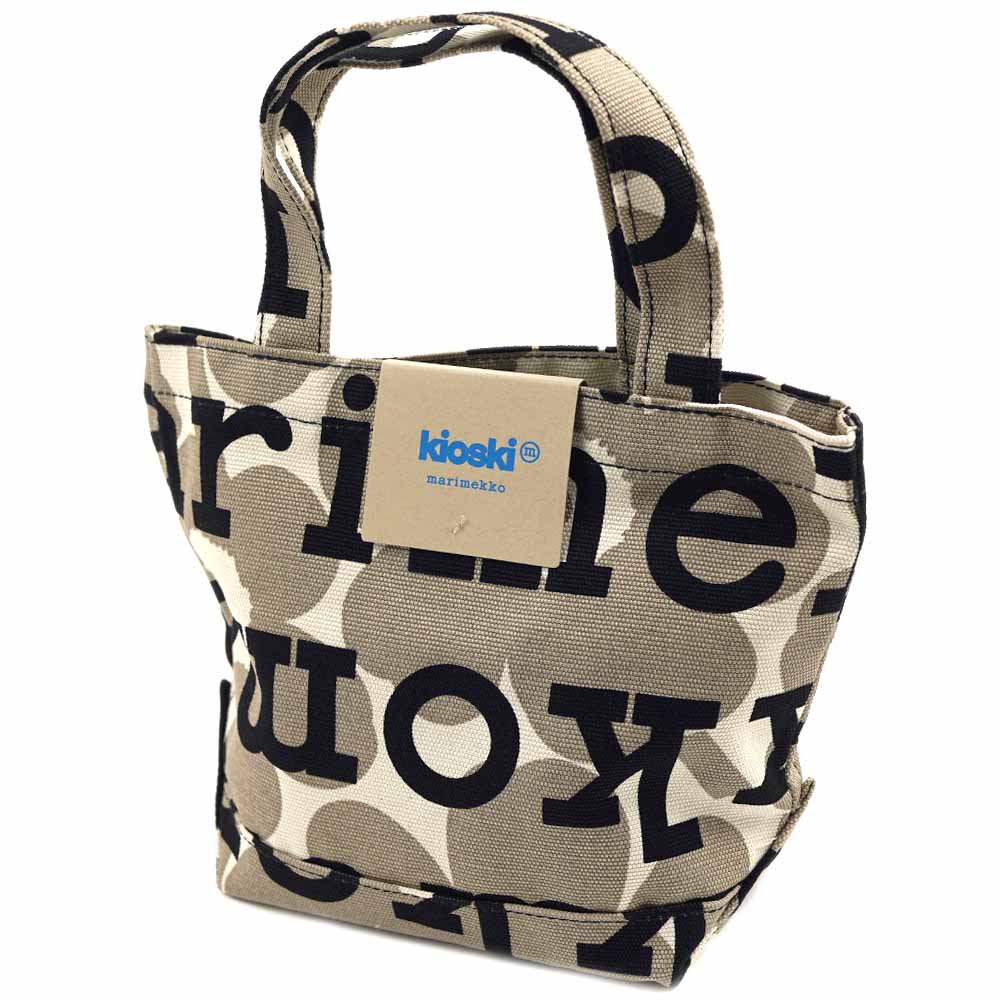 マリメッコ バッグ トートバッグ ロゴ 花柄 コットン ベージュ系/ブラック/ホワイト marimekko 91685-889