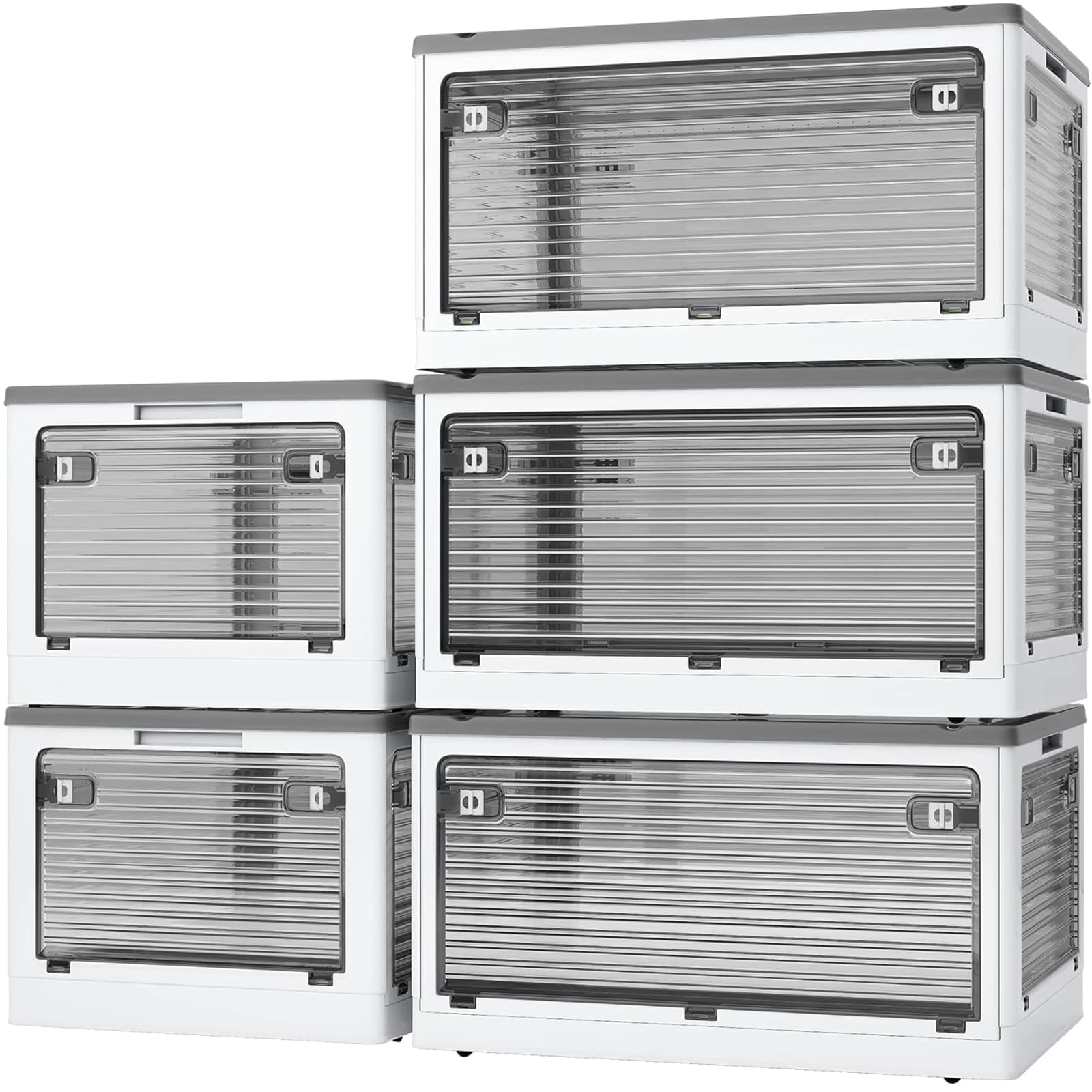 X XUNTAO【収納ボックス 折りたたみ】蓋付き 積み重ね 全方向から取り出せる 収納ケース 衣類 布団 おもちゃ 小物 収納 折り畳み コンテナ ボックス 大型 プラスチック キャスター