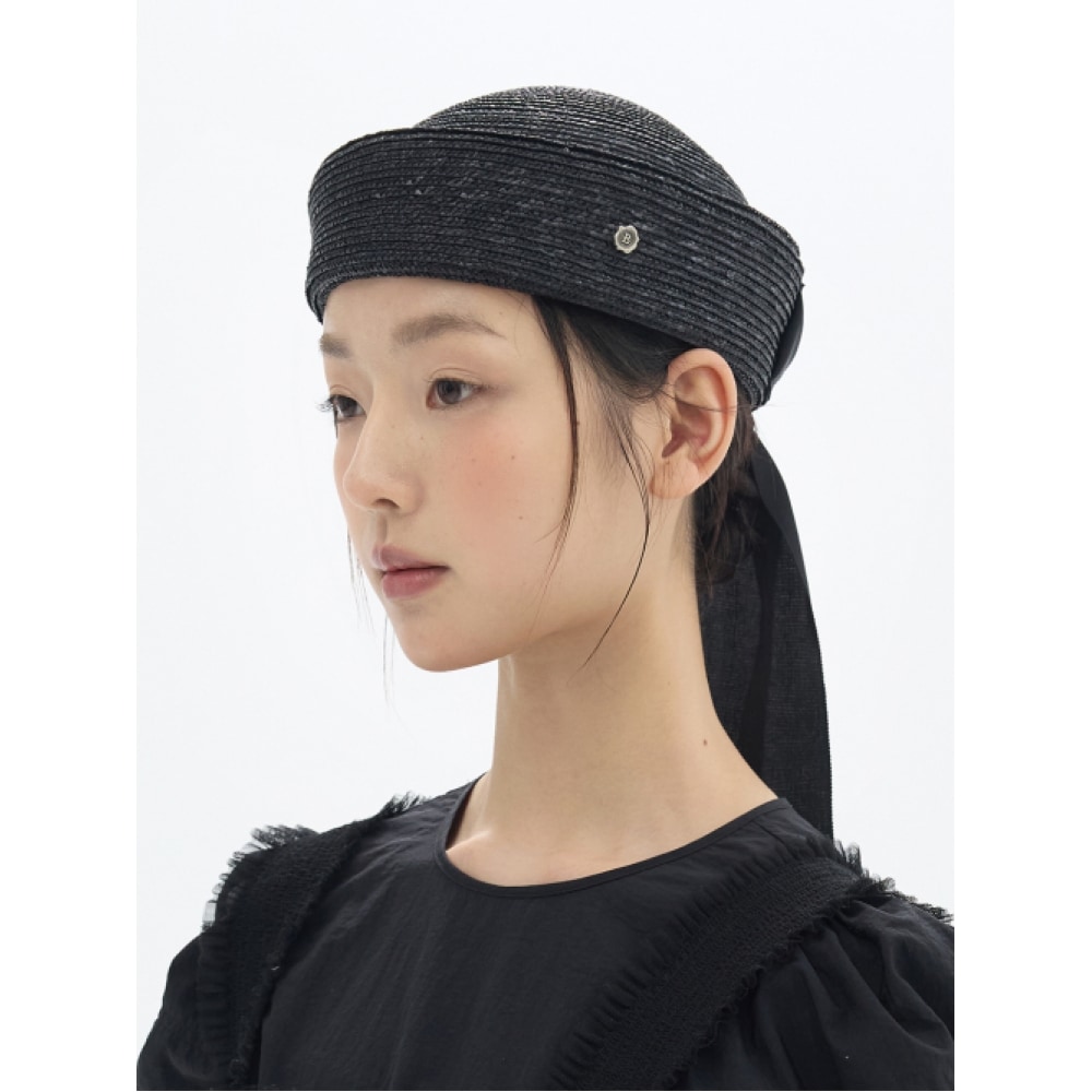 BROWNHAT バックリボンストロービーニー-ブラック