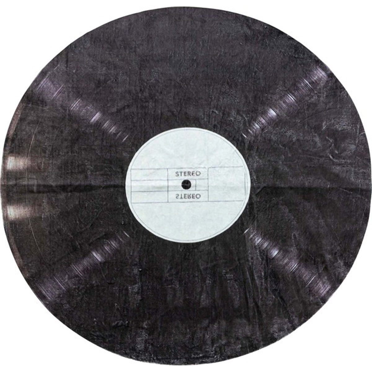 ラグ RG-17 レコード 直径140cm おしゃれ レトロ すべり止め 丸 丸型 円 円形 黒 ブラック モダン カーペット プリント インダストリアル かっこいい