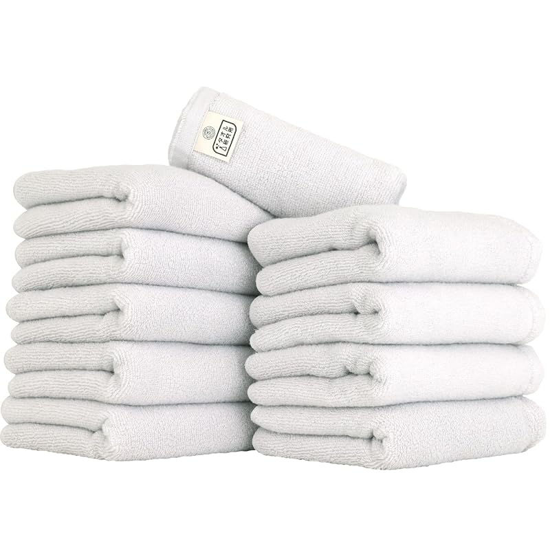 タオル研究所 [空気のやわらかさ] #027 フェイスタオル ライトグレー 10枚セット 綿100% 高吸水 軽量 無撚糸 Japan Technology