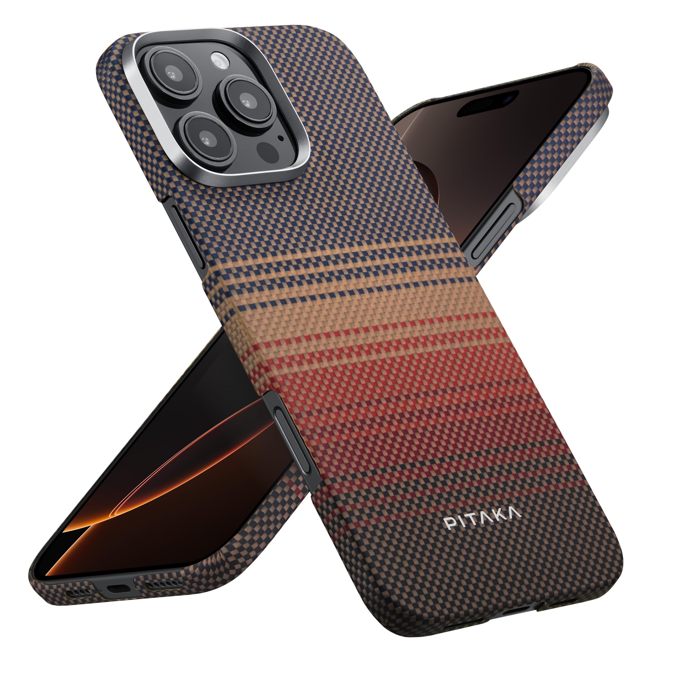 「PITAKA」iPhone 16 Pro Max用 浮織ケース MagSafe対応 上下カバーした アラミド繊維製 ワイヤレス充電対応 耐衝撃