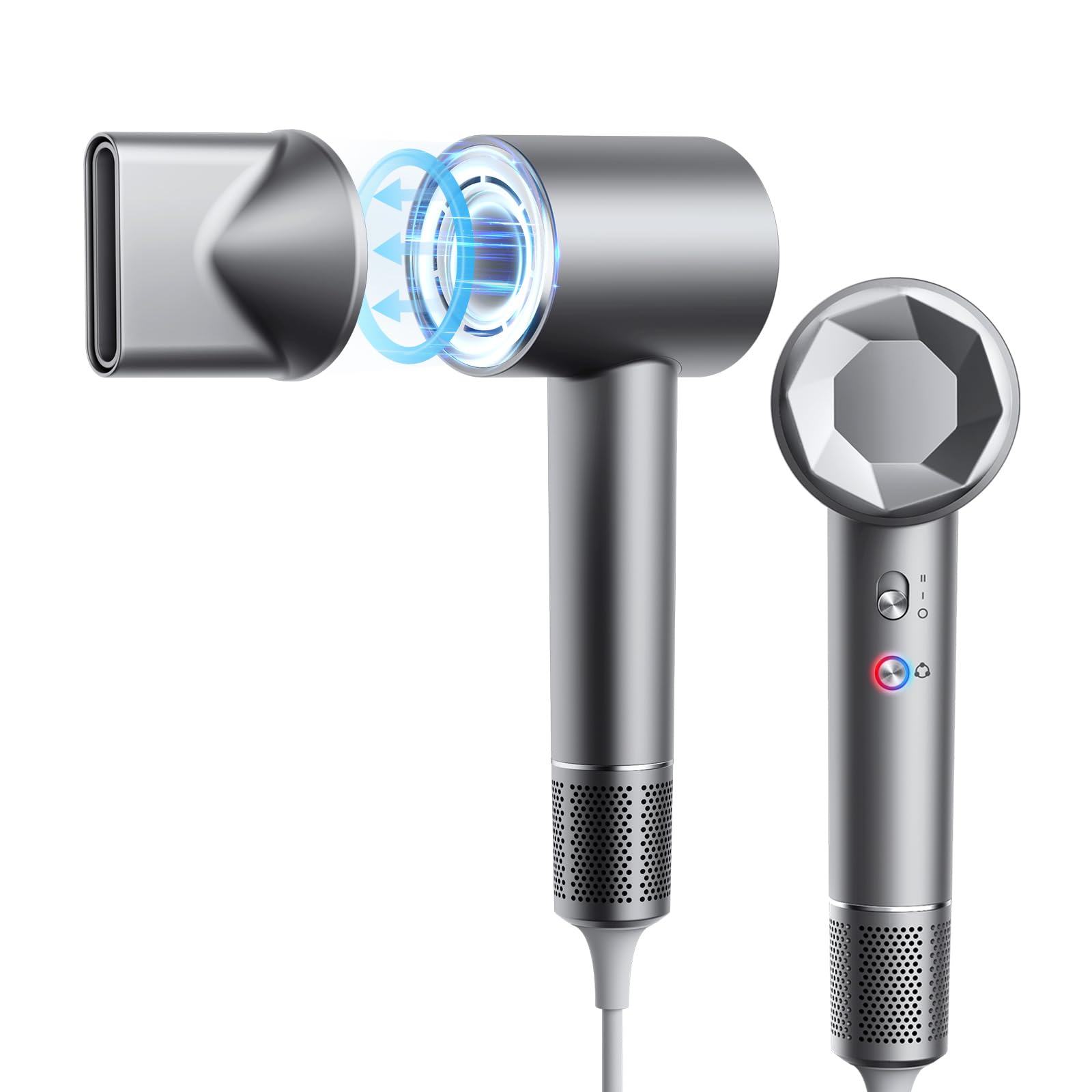 VTT ドライヤー 超大風量 速乾 ヘアドライヤー マグネット式ノズル付き 美髪 ヘアケア 6通りの風をカスタマイズ可能 NTC温度制御システム 過熱防止 ヘアサロン/家庭用/旅行用 PSE認証済み