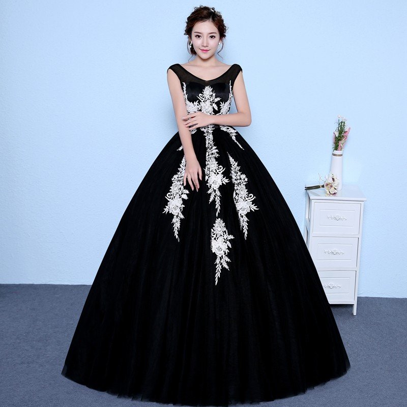 カラードレス ウェディングドレス 演奏会用ロングドレス ラベンダー 結婚式 二次会 コンサート　発表会 ピアノ ブラック