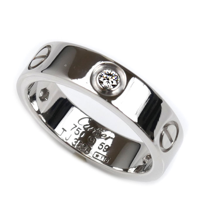 CARTIER カルティエ K18WG ホワイトゴールド ラブ ハーフ ダイヤ リング・指輪 B4032559 18.5号 59 9.9g レディース 中古 美品