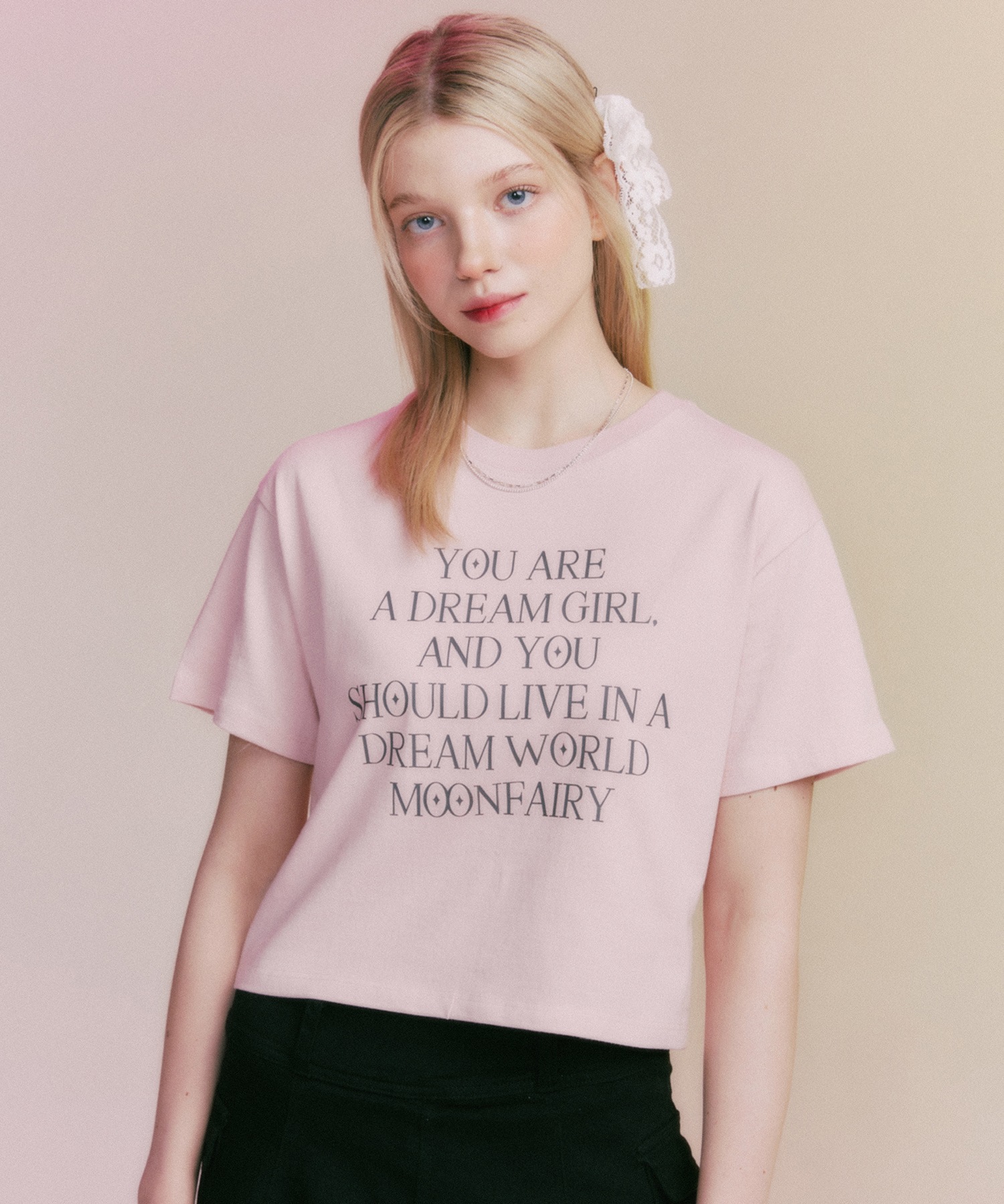 MF REVE LETTERING TEE-PINK