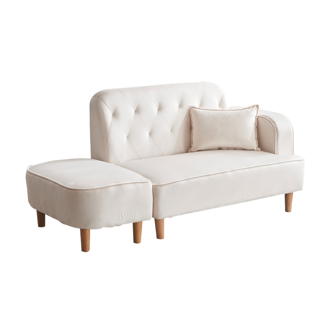 【国内発送送.料.無.料】One Arm 2 Seater sofa+Ottoman ソファ 2人掛け 収納付き オットマン付き ファブリック 肘掛け 木脚外し可能 ローソファ コンパクト ひとり暮ら 35,635円