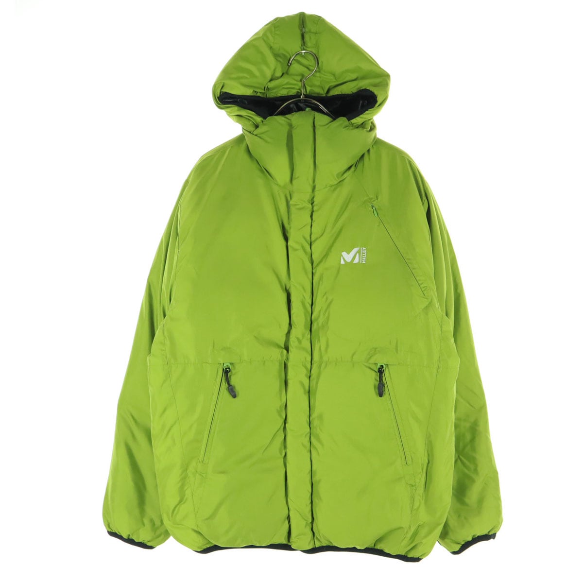 リバーシブル ワンポイントロゴ 長袖 ダウンジャケット M グリーン系 メンズ 古着