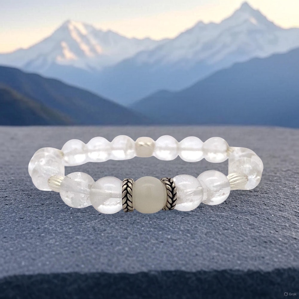 エネルギーフローゴールドヒマラヤホワイトムーンライト風水クリスタル祝福ブレスレット