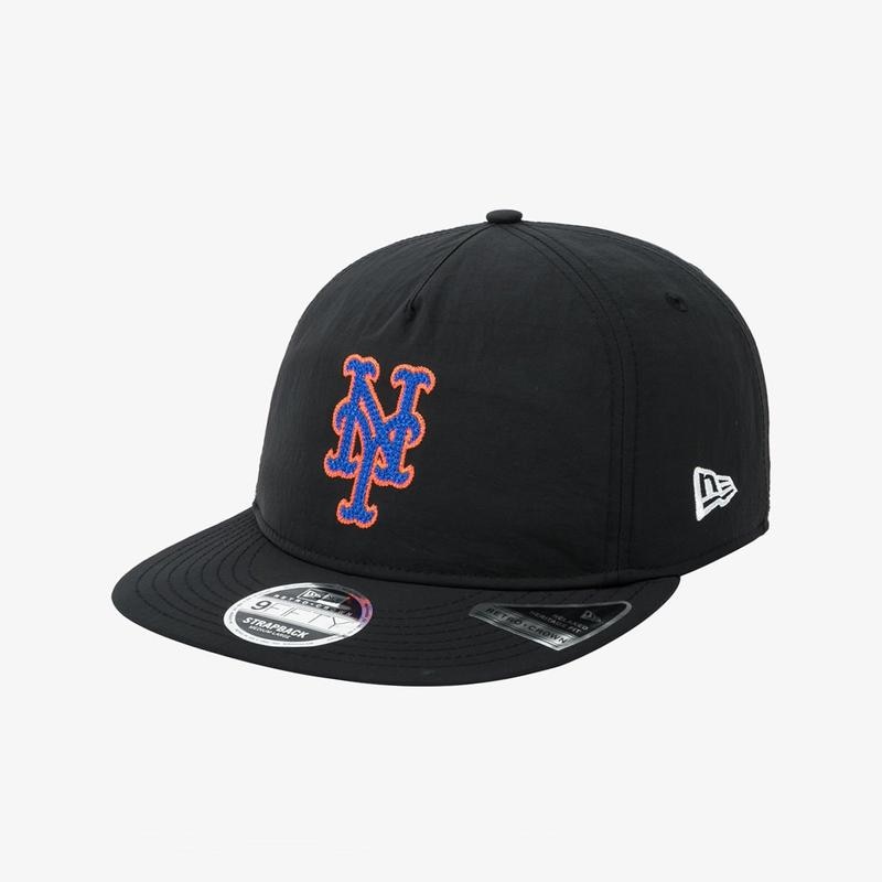 MLB ニューヨーク メッツ チェーン ロゴ Aフレーム レトロ クラウン ストラップバック ブラック 14881436