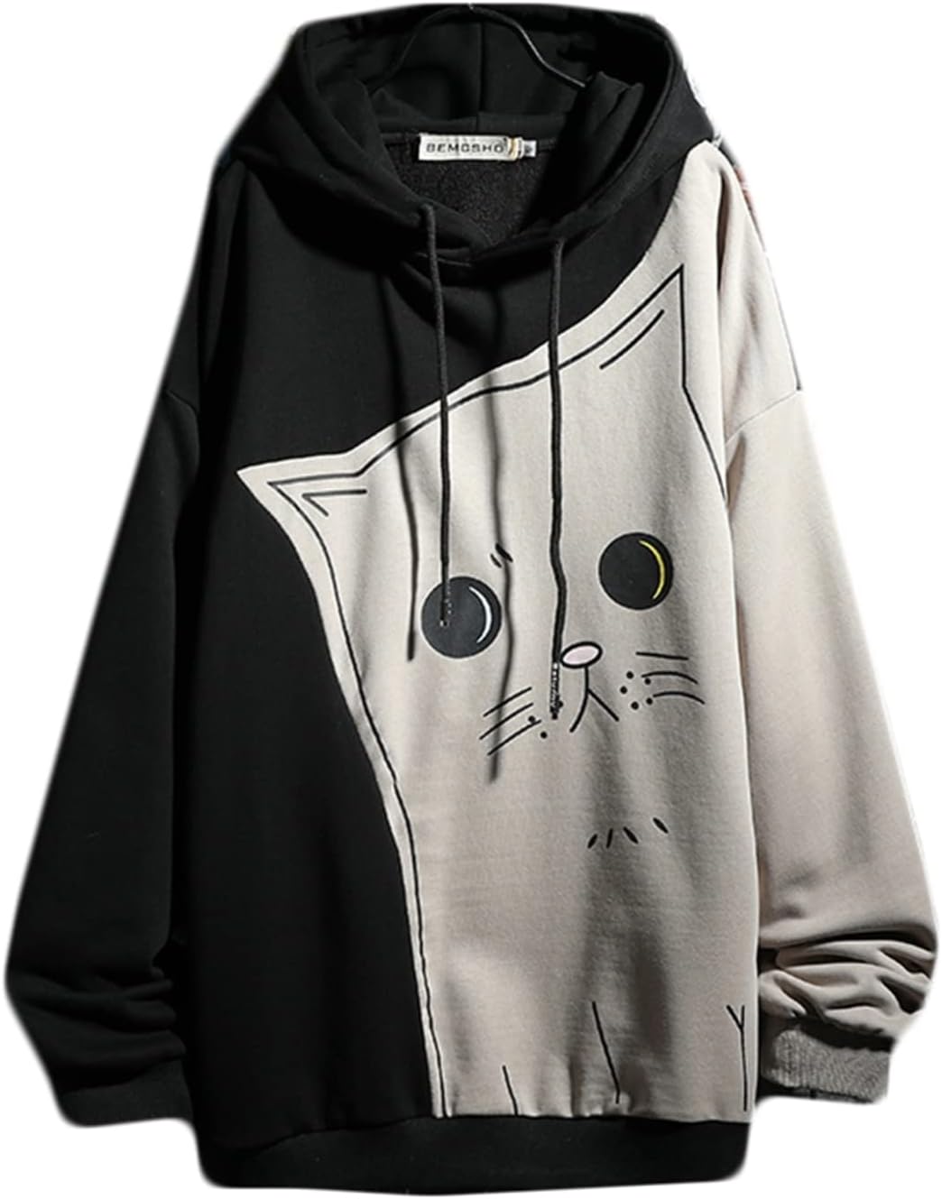 パーカー トレーナー 男性 レディース 学生 切り替え ねこ柄 かわいい フード付き 長袖 カジュアル カッコイイ 流行し 通気 丈長め オーバーサイズ 体型パカー 秋服 プルオーバー 肌触りがいい