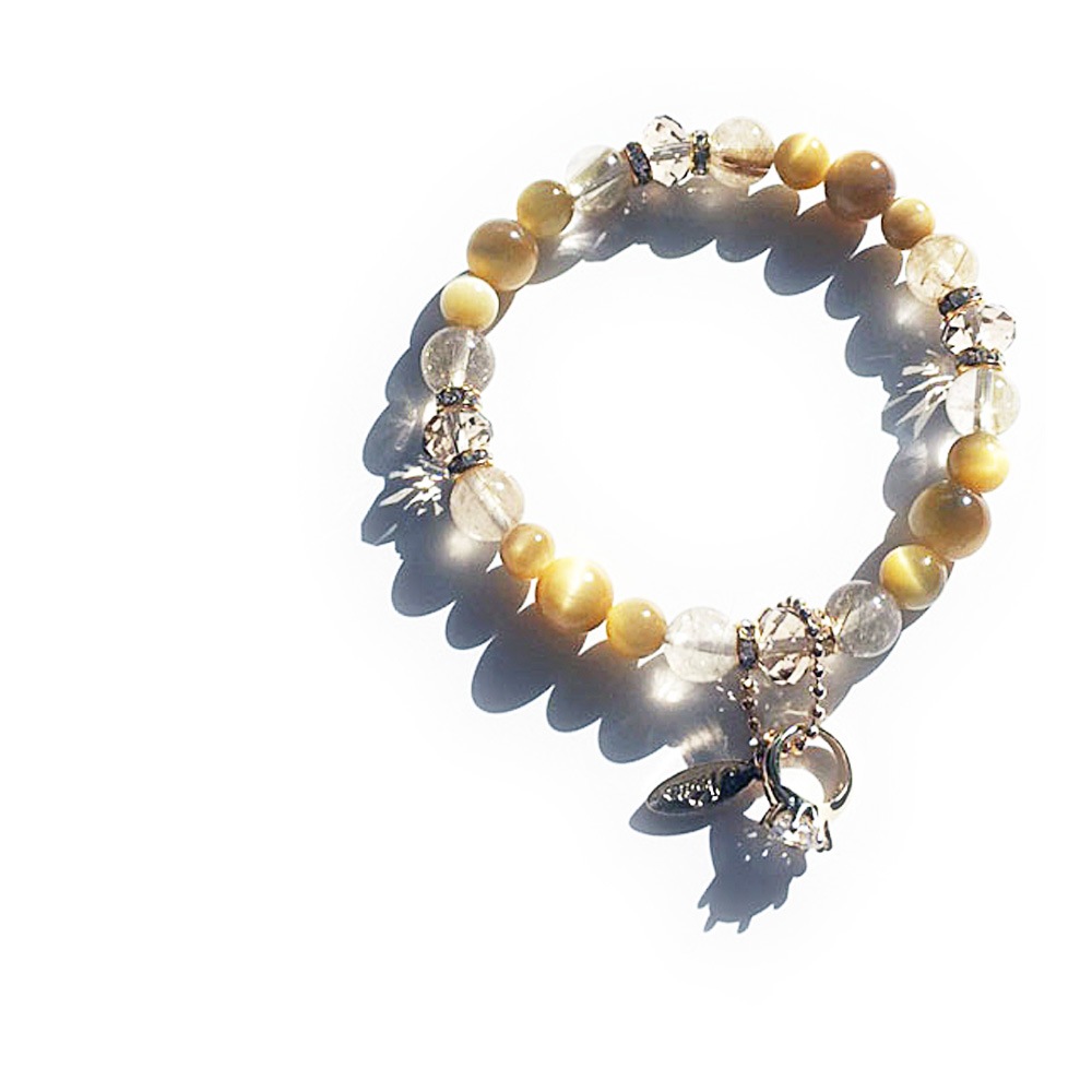 ルチルクォーツ タイガーアイ ゴールデンタイガーアイ　チャーム 天然石ブレスレット